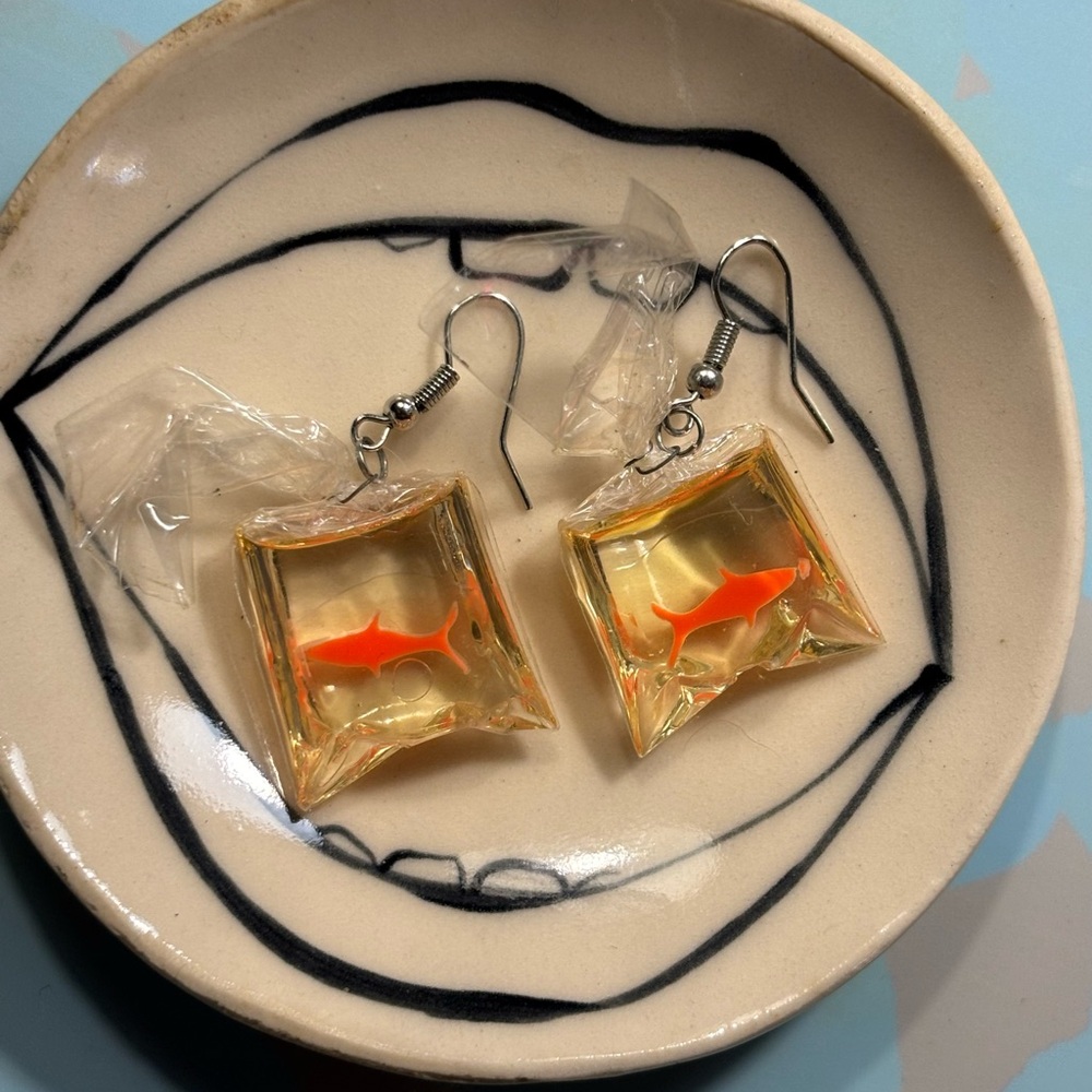 Unique orange fish earrings